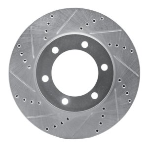 Toyota Sequoia Brake Rotor (1) - Front Left - R1 Concepts - Drilled & Slotted - Silver - `00-`07